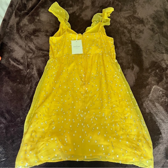 NWT Sézane Olymea Dress in Golden Yellow size 40 US 8 - Picture 4 of 9
